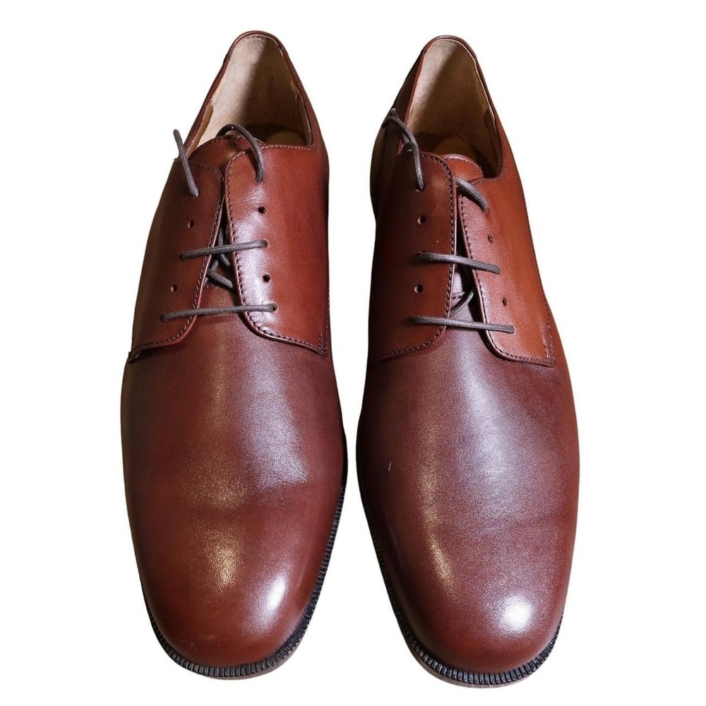 Florsheim Salem 5 Eye Mens 13 D Brown Leather Plain Toe Derby Shoes 30942 NEW